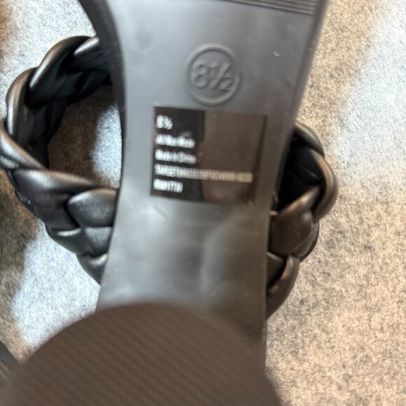 A New Day Basil Womens US 8.5 Slide Sandals Black Leather Braided Double Strap - Picture 4 of 6